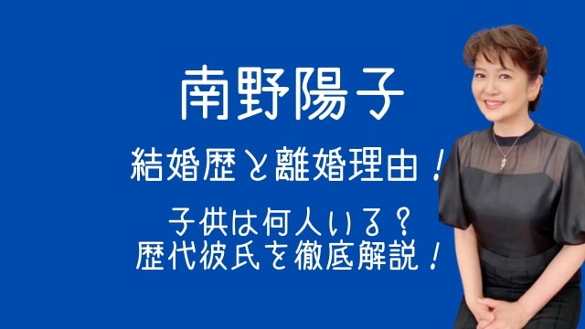 南野陽子,結婚歴,離婚理由,子供,歴代彼氏