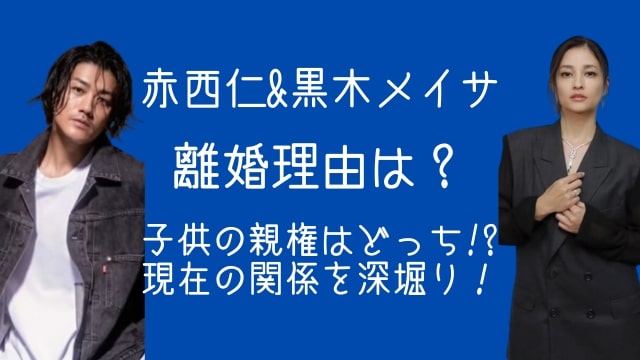 赤西仁,黒木メイサ,離婚理由,子供,親権,現在