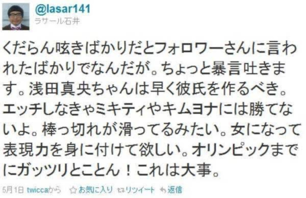 ラサール石井,おかしくなった,批判,浅田真央,発言,現在