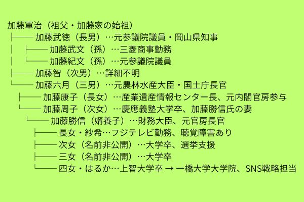 加藤勝信,家系図,嫁,子供,学歴,帰化人,2025最新