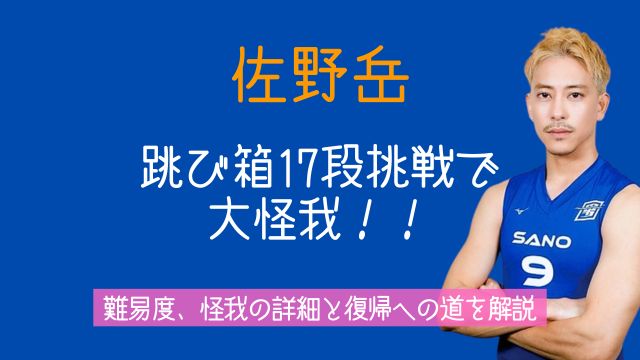 佐野岳,跳び箱,怪我,難易度,過去,実績,復帰