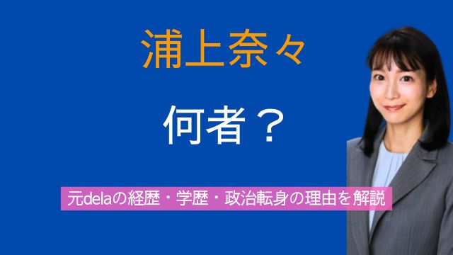 浦上奈々,何者,dela,経歴,学歴,愛知9区
