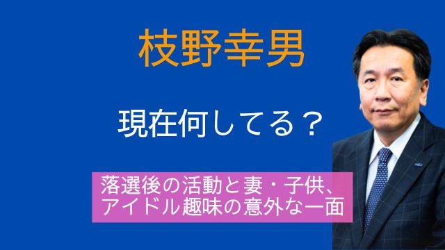 枝野幸男現在,何してる,落選,妻,子供,アイドル