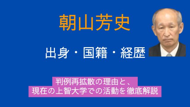 朝山芳史,出身,国籍,経歴,判例,現在,上智大学