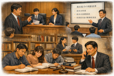 司法教育の現場と教授の指導を象徴