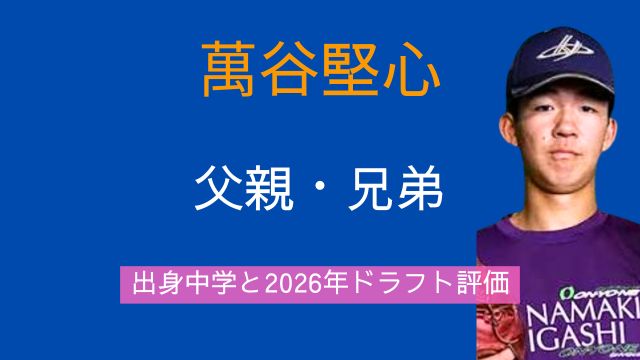 萬谷堅心,父親,兄,萬谷大輝,花巻東,出身,中学,ドラフト,評価